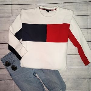 Classic White Tommy Hilfiger Sweatshirt Zip Sides